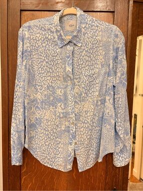 Rails Light Blue & White Printed Shirt with Abstract Pattern